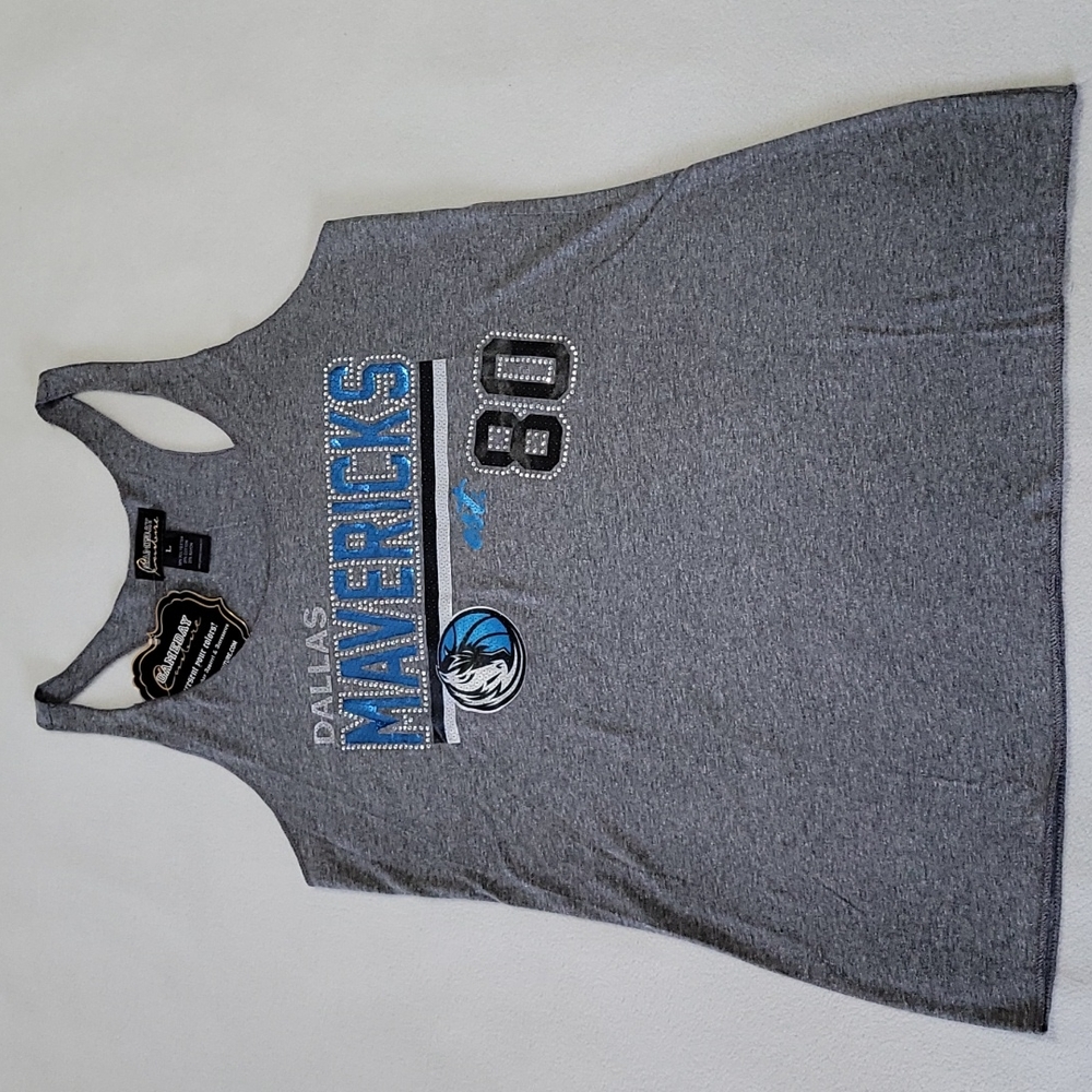 NEW Dallas Mavericks NBA Gameday Couture Womens Racerback Tank Heather Grey Medm - Picture 5 of 11